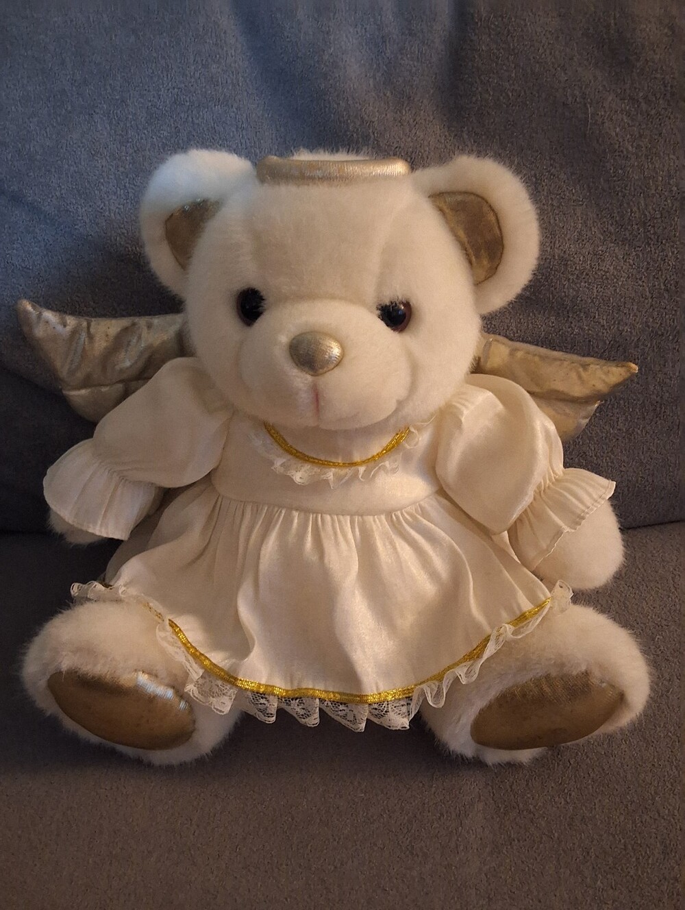 Vintage JCPenney Golden Bear Angel Plush Toy White & Gold